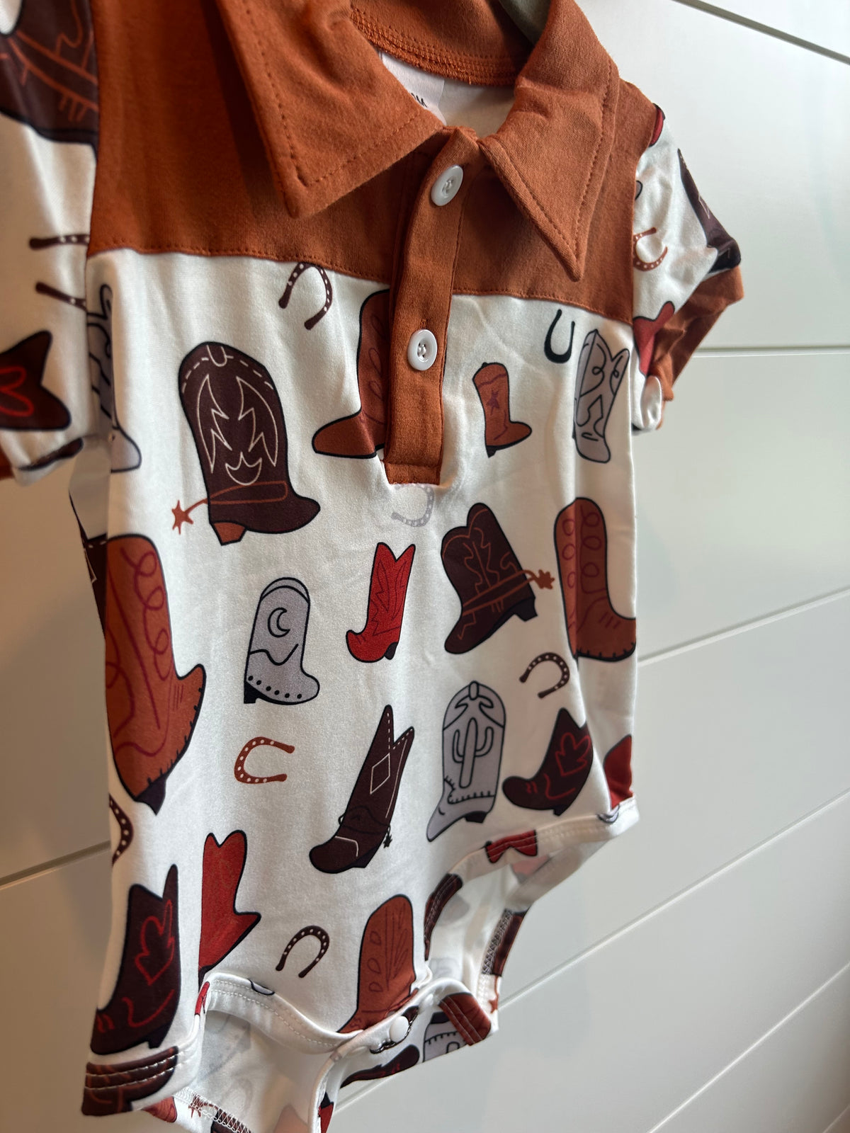 Kick Up Your Boots Button Polo Onesie
