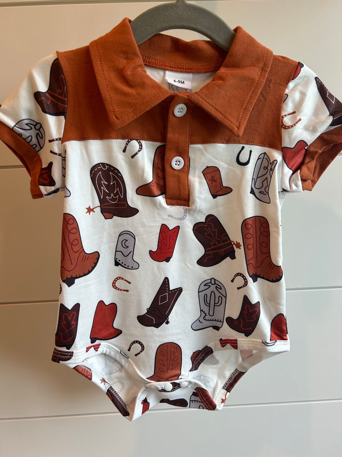 Kick Up Your Boots Button Polo Onesie