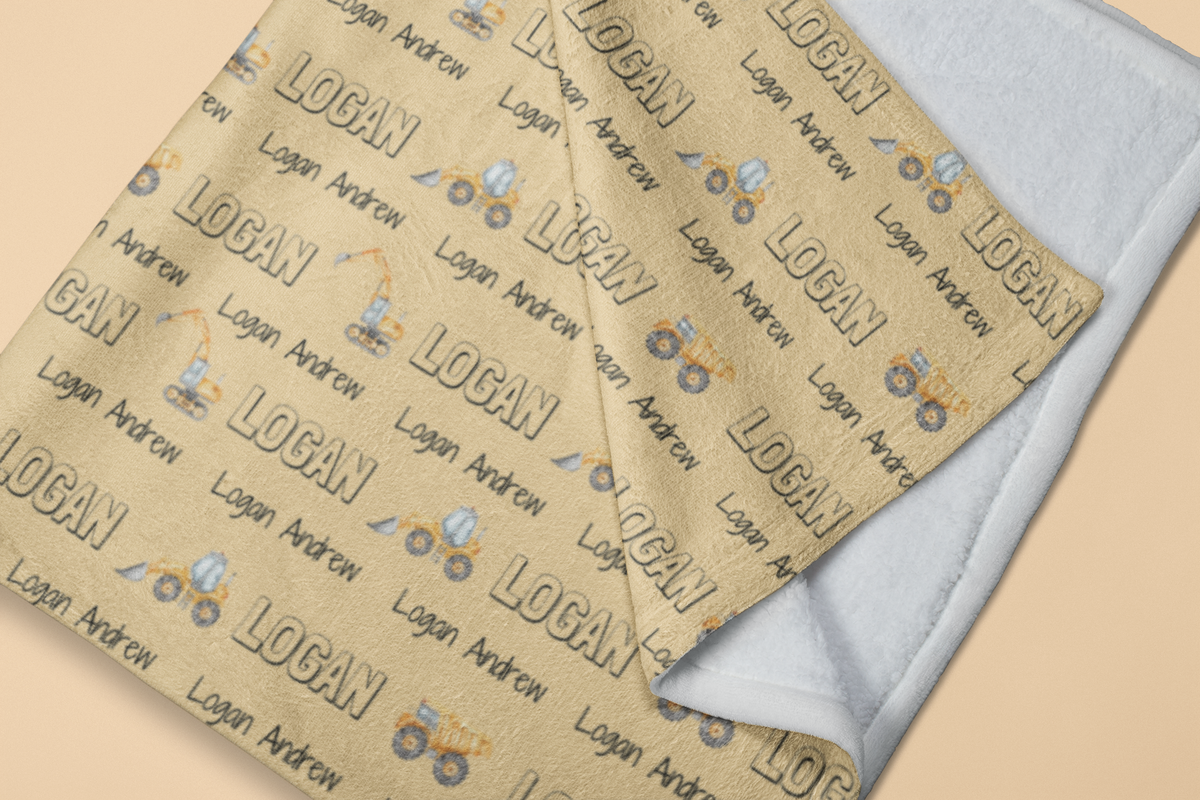 Cozy Construction Personalized Plush Blanket