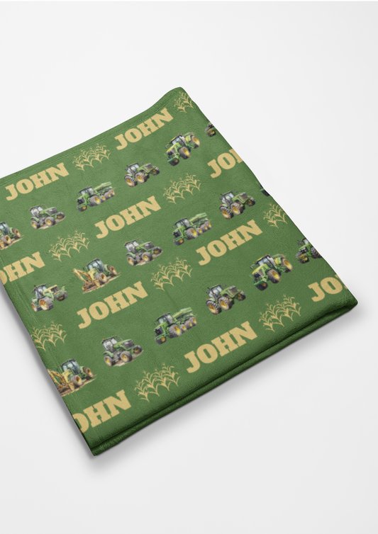 A Tractor In A Field of Dreams Personalized Plush Blanket
