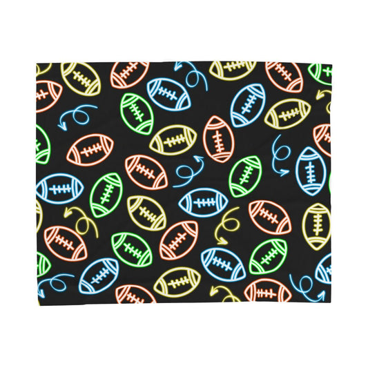 Neon Football Velveteen Blanket